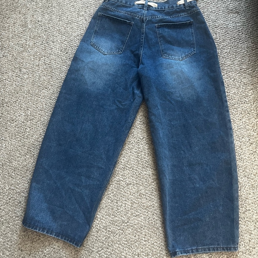 Bibi Multi Colored Patchwork Denim Barrel Jeans - image 5